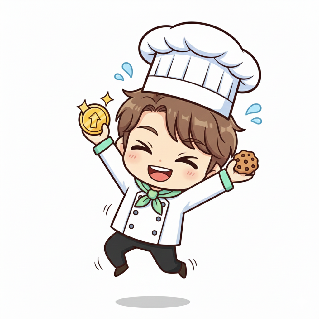 「配当利回りと簿価利回りの違いを解説するパティシエのイラスト」