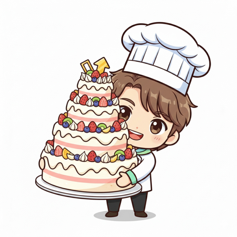 パティシエが解説するROE自己資本利益率を解説した大きな利益を得ている様子を表したイラスト